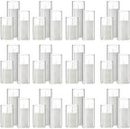 72 Pcs Pillar Candles and Glass, 2.6'' X 4.7'', 5.9'', 7.9'', White by Shihanee