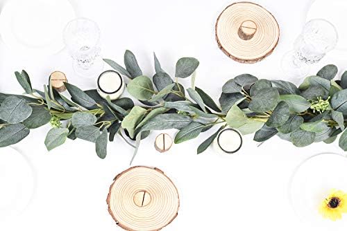 DearHouse 6.2 Feet Eucalyptus Garland Artificial Silk Eucalyptus Leaves Vines Handmade Garland Greenery Wedding Home Backdrop Arch Wall Decor - Image 2
