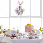 Easter Wreaths for Front Door with Lights,Easter Door Wreath,Easter Mesh Wreath,Bunny Spring Colorful Easter Decorations Holiday Ornament for Home Indoor Outdoor Supplies (Pink Bunny) - Image 2