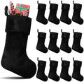 12 Pcs Christmas Stocking 18" Plush,Black by Hoosige