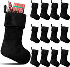 12 Pcs Christmas Stocking 18" Plush,Black by Hoosige