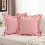 FUTEI Pack of 2 Chenille Throw Pillow Covers 26x26 Inch, Pink by FUTEI