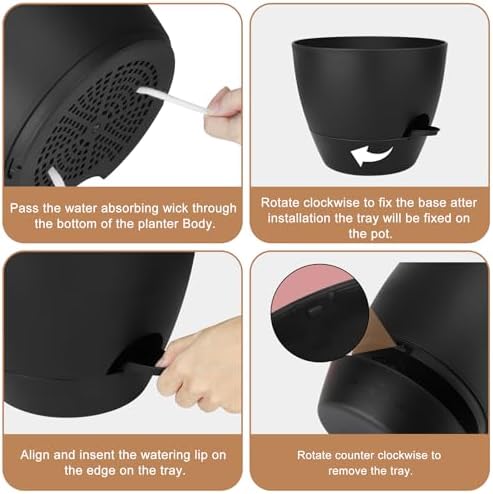 QRRICA 12/10/9 Inch Self Watering Pots for Indoor/Outdoor Plants - Image 2