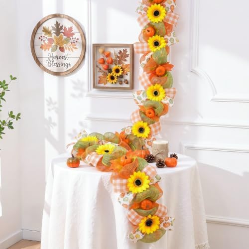 Sunflower Garland for Mantel, Fall Garland for Fireplace Home Decor - Image 6
