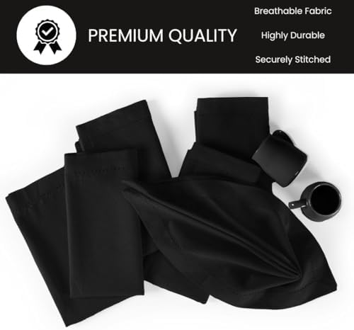 Hemstitch Cloth Dinner Napkins Cotton Set of 12 - Soft Durable Washable - Ideal for Farmhouse Parties Wedding Christmas Easter - Perfect Everyday Use Table Cloth Napkins 18x18 Black - Image 5