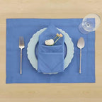 Solino Home Cotton Linen Napkins Dusty Blue Hemstitch, 20 x 20 in, Set of 4 - Image 2