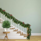ENVEN Faux Cedar Christmas Garland with Red Berries & Pine Cones – Full Faux Winter Greenery for Holiday Mantel, Staircase, Doorway, Indoor Outdoor Christmas Décor (9FT-Deluxe Cedar) - Image 6