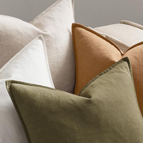 MIULEE Brown Boho Linen Decorative Pillow Covers 18x18 Inch Pack of 4 - Image 6