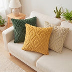 Pallene Fall Mustard Yellow Faux Fur Throw Pillow Covers 26x26 Set of 2 - Image 4