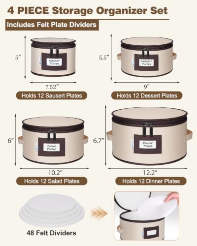 punemi China Storage Containers, 4-Pack Hard Shell Plate & Dish Cases - Image 2