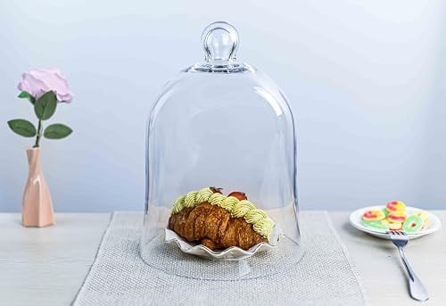 CYS EXCEL Glass Bell Dome Cloche (H:12" W:8.5") | Multiple Size Choices Enchanted Rose Glass Cover | Cake Dessert Display | Terrarium Jar Plant Cover - Image 6
