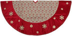 60" Burlap Glittered Snowflake Rustic Christmas Tree Skirt with Red Velvet Trim by Northlight