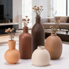 Modern Ceramic Vase Set of 5, Vases Home Decor Rustic Farmhouse Decorative Vase for Bouquet Dried Fresh Flowers, Table Living Room Kitchen Bedroom by VASETOPIA