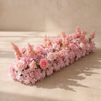 36inch Aisle Flower Garland with Chiffon Sheer Drape, Mixed Pink Artificial Flowers Rose with Hydrangea, Floral Runner for Wedding Arch, Backdrop, Reception Table Decor, Ceremony Pathway by Unknown