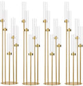 4Pcs 5 Arm Gold Candelabra Centerpieces with Acrylic Lampshade for Table by WeddingPartyDecoration