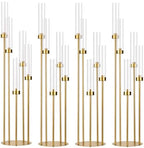 4Pcs 5 Arm Gold Candelabra Centerpieces with Acrylic Lampshade for Table by WeddingPartyDecoration
