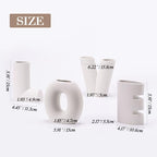 White Ceramic Vases Set of 4 Home Decor Modern Farmhouse Style Living Room Ornaments Dining Table Room Love Shaped Pottery for Dried Flowers - Image 3