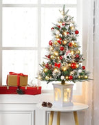 3ft Prelit Snow Flocked Christmas Tree with Light Up White Snowman Box Base - Image 4