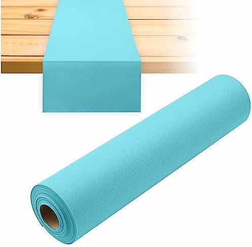 Disposable Table Runner for Dining Table, 16" 20-Pack Linen-Like Mint Blue Paper Table Runners for Party, Wedding Or Event - Image 3