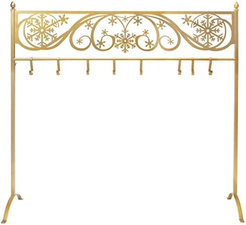 Red Co. 38” Snowflake Scroll Metal Freestanding Christmas Stocking Holder Stand with 8 Hooks, Gold - Image 2