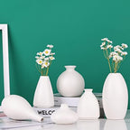 Set of 6 Matte White Small Vases for Flowers, Ceramic Bud Vase Bulk Boho Centerpieces for Tables, Mini Short Vase Modern Bulk Wedding Centerpieces Ikebana Vases for Bridal Shower/House Warming Gift - Image 3