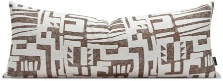 Long Lumbar Pillow Cushion Cover 14x36, Double Sided Modern Geometric High-Density Jacquard Polyester Pillow Cover for Sofa, Bed, Bench, Bedroom, Living Room (Brown) by AIBUHOME