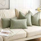 MIULEE Pack of 2 Sage Green Euro Shams Chenille Pillow Covers 26x26 Inch - Image 4