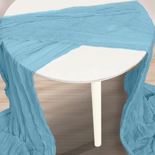 10 Pack Baby Blue Cheesecloth Table Runner 35x120 Inch 10Ft Rustic Gauze Cheese Cloth Table Runner Sheer Cheesecloth Table Runners for Wedding Party Bridal Shower Decoration - Image 2