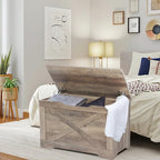 Timberer 31.5" Storage Chest, Wooden Storage Bench, Entryway Shoes Bench - Image 2