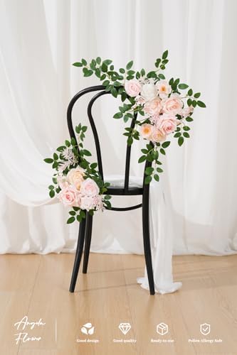 2pcs Champagne & Pink Deluxe Welcome Sign Artificial Flowers Wedding Backdrop Garland Hanging Floral Arrangements for Ceremony Reception Entryway Board Sweetheart Table - Image 5