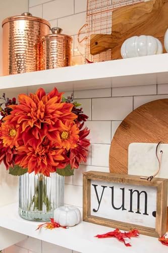 Briful Fake Fall Flowers with Vase, Artificial Dahlia & Mum Silk Floral Arrangement with Glass Vase Faux Autumn Flowers Bouquet for Home Office Room Coffee Table Centerpiece Wedding Decoration - Image 6