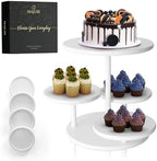4 Tier Cupcake Stand, Halloween Cupcake Tier Stand 50 Cupcakes, Set of 4 Free Coasters, Cake Stands for Party, Birthday, Ideal for Tiered Cupcake Stand and Tiered Cake Stand Enthusiasts (White) by MAJURI
