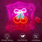 I'm Literally Just A Girl Neon Sign Pink Cherry Bow Led Neon Light - Image 2