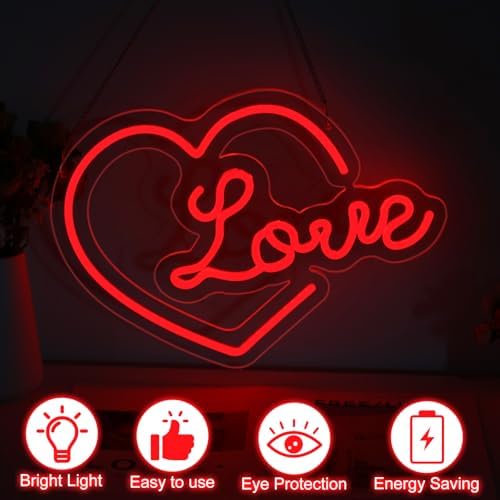 Heart Love Neon Sign, Romantic Gift for Lover, Love LED Light - Image 2