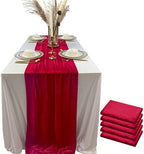 Luxurious Velvet Table Runner, 10ft Wedding Reception Decorations, 20x120inch Soft Velvet Fabric, Table Linen Overlay, Wedding Table Runners (Red, 20X120inch, 5pack) by EHLDekol