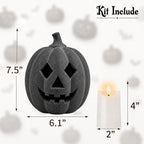 Halloween Decorations - Handmade Terracotta Pumpkin Jack O' Lantern (Small) - Image 3