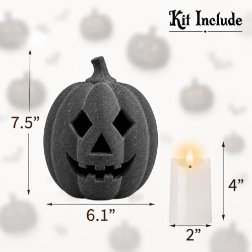 Halloween Decorations - Handmade Terracotta Pumpkin Jack O' Lantern (Small) - Image 3