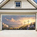 Easter Cross and Lilies Garage Door Banner 7x16FT, Religious Easter Decoration with Crosses and Lilies, Outdoor Spring Holiday Decoration for Yard and Garage by ANNAQUEEN