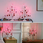 2Pack Valentines Day Decor Lighted Birch Tree with Heart-Shaped Ornaments,USB&Battery Operated Light Up Artificial Tree for Home Indoor Party Valentines Day Decorations (Red + Pink) - Image 5