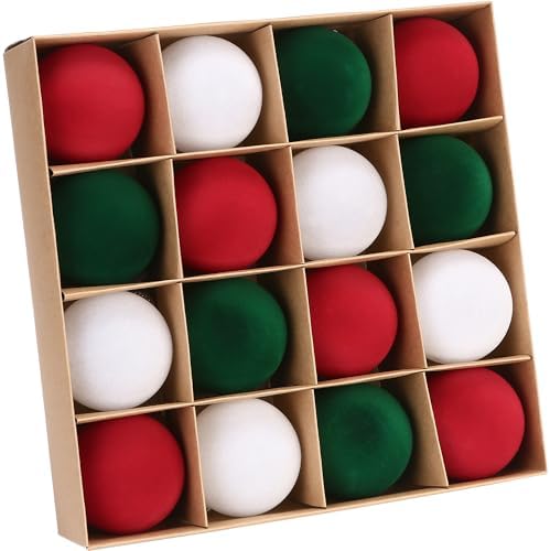 Sea Team 16-Pack Flocked Velvet Christmas Ball Ornaments, Elf by SeaTeam