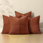 MIULEE Fall Boho Farmhouse Rust Decorative Throw Pillow Covers 20x20 Inch 4 Packs Soft Vintage Pillow Cases Modern Corduroy Patchwork Cushion Covers for Couch Sofa Bed Home Decor, Terracotta - Image 5