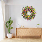 24" Wreaths for Front Door, Wreath with Tulip Wreath, Butterfly, Lavender and Eucalyptus, Vivid Artificial Floral for Wall Window Farmhouse Party Holiday Home Décor - Image 6