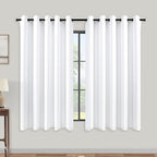 KOUFALL White Room Darkening Curtains 60x48 Inch Long,Blackout Short Window Curtains 48 Inch Length for Bedroom Bathroom 2 Panels Set by KOUFALL