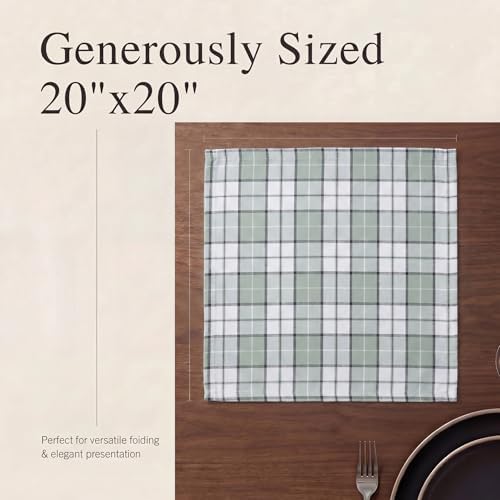 Urban Villa Cloth Napkins Cotton 20x20 (Set of 12) Majestic Checks - Image 6