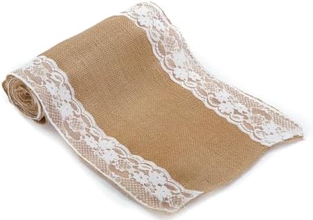 MDS 10 PCS 100% Natural Burlap Table Runners 12" x 108" with Lace, Rustic Farmhouse Country Vintage Boho Jute Runner for Wedding Reception Birthday Party Home Kitchen Dining Coffee Table Decoration - Image 2