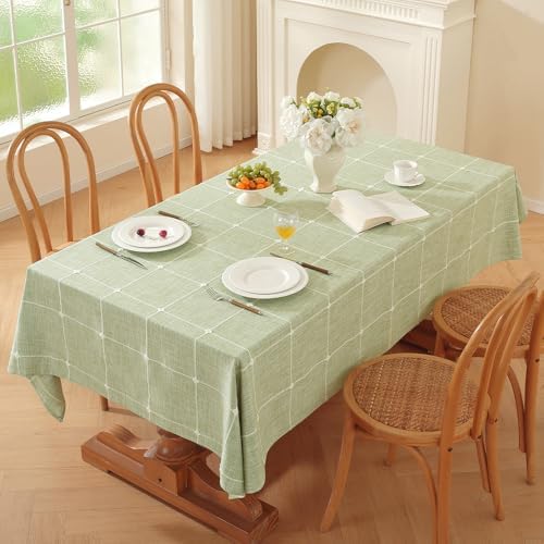 Zobesta Green Plaid Square Tablecloth 70x70 Inch Linen Gingham Table Cloth by ZOBESTATABLECLOTH