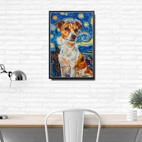Metal Sign Vintage Tin Sign Jack Russell Starry Night Jack Playful Jack in A Celestial Sky for Home Garden and Seasonal Displays Corrosion Resistant Aluminum 6×8 Inches with Metal Frame - Image 3