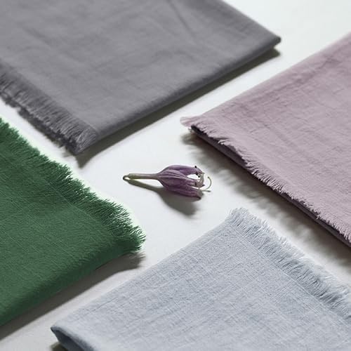 Handmade Cloth Napkins 100% Cotton Napkins with Fringe，Delicate Handmade Cloth Napkins for Dinners, Parties, Weddings and More，18 x 18 Inch Set of 12 - Light Grey - Image 6