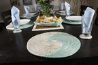 Senegal Placemats/African Bohemian Woven Seagrass Placemats/Natural Wicker Round Basket Placemats/Decorative Hanging Wicker Plates/Hanging Wall Decor (Light Blue & White) - Image 5