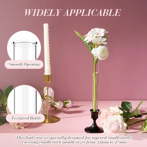 25 Pack 7.9" Glass Bud Vase Taper Candle Holder - Image 2